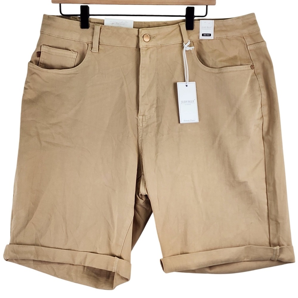 Judy Blue JB150071 C Shorts Women 3XL Khaki Mid Rise Cuffed Casual Utility‎